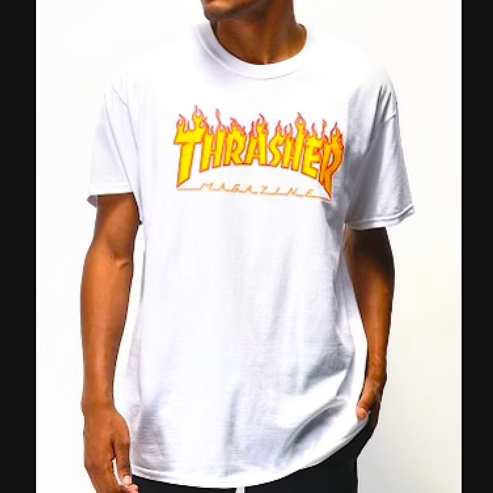 Thrasher Flame Logo White T-Shirt